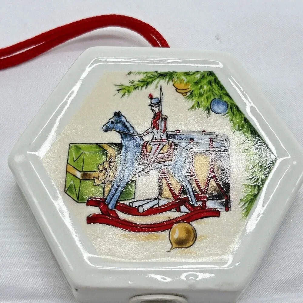 Vintage Christmas Memories Porcelain Pomander Ornament Toy Soldier Horse - 1980s